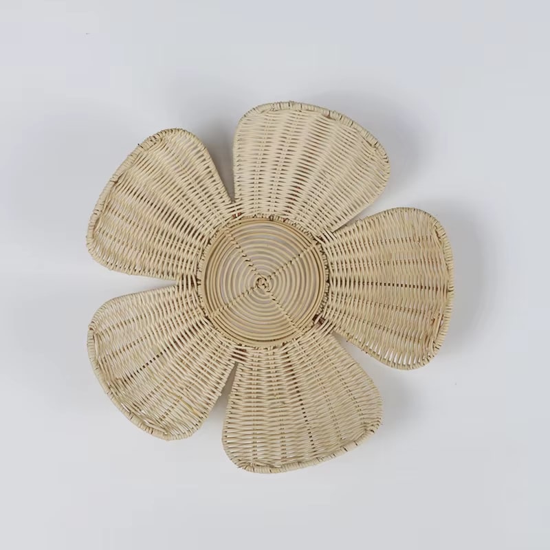 Rattan flower wall decor with radiating petals