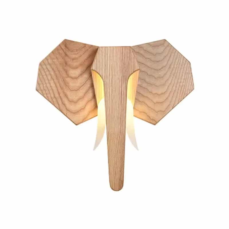 Carved wooden elephant head wall decor