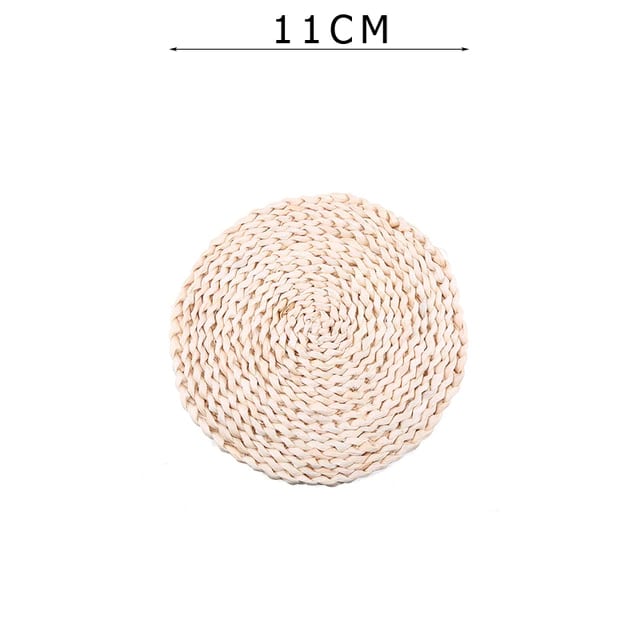 Round woven rattan coaster – dimensions diagram