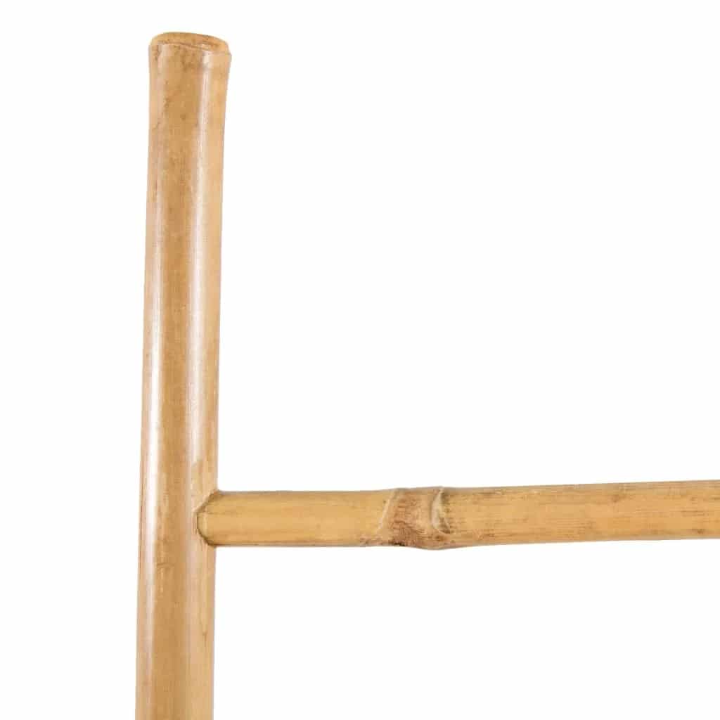 Simple five-rung bamboo throw ladder in golden tones – close-up detail