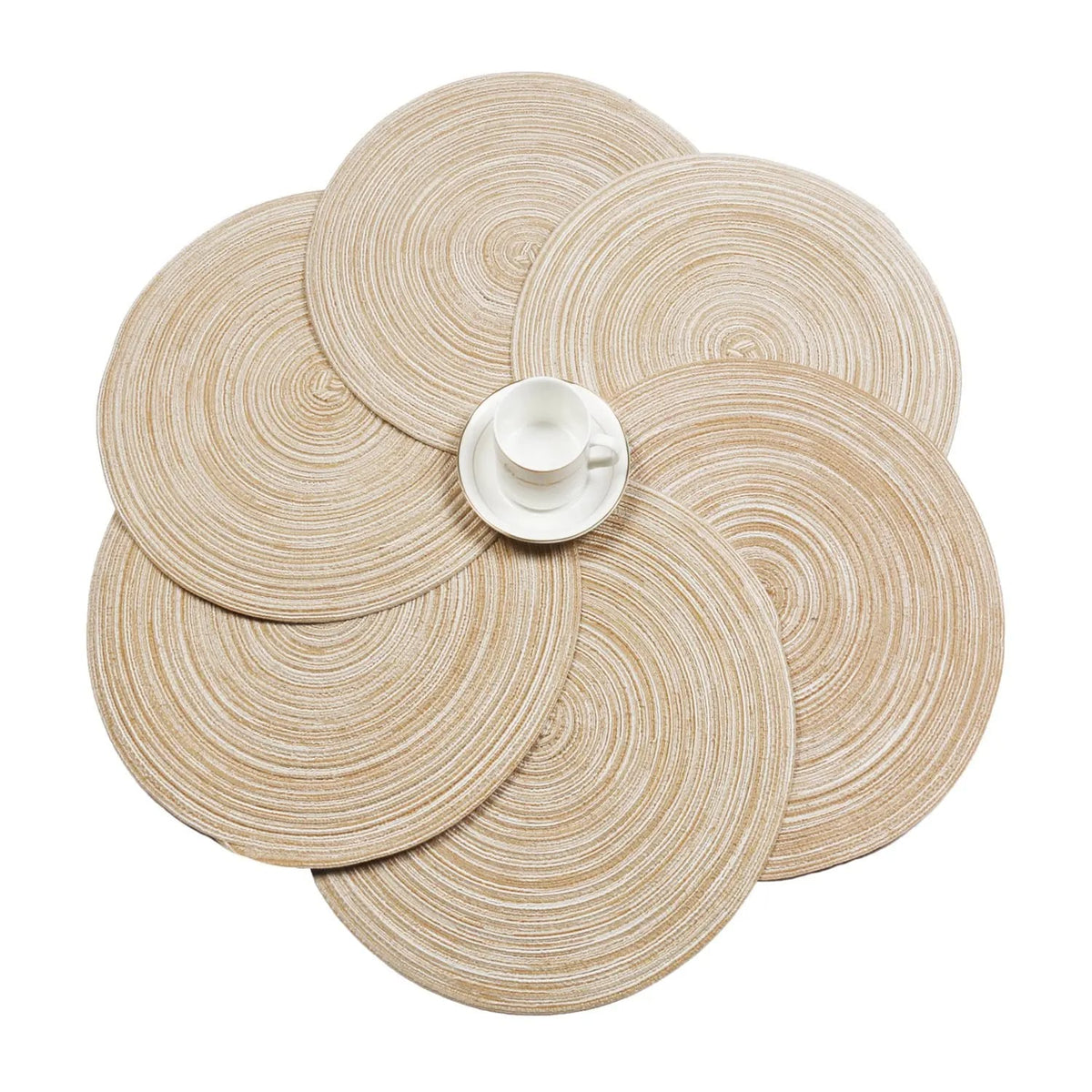 Set of six rattan-look woven placemats – multiple views
