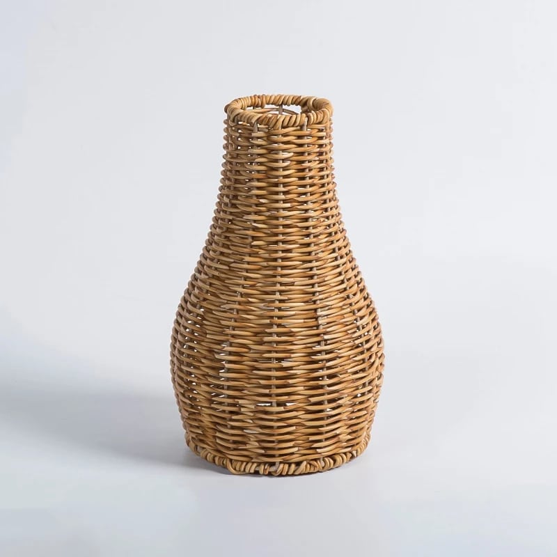 Large rustic wicker vase with a slightly flared neck – another view