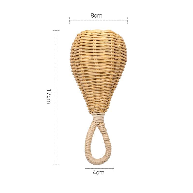 Handmade rattan baby rattle – dimensions diagram