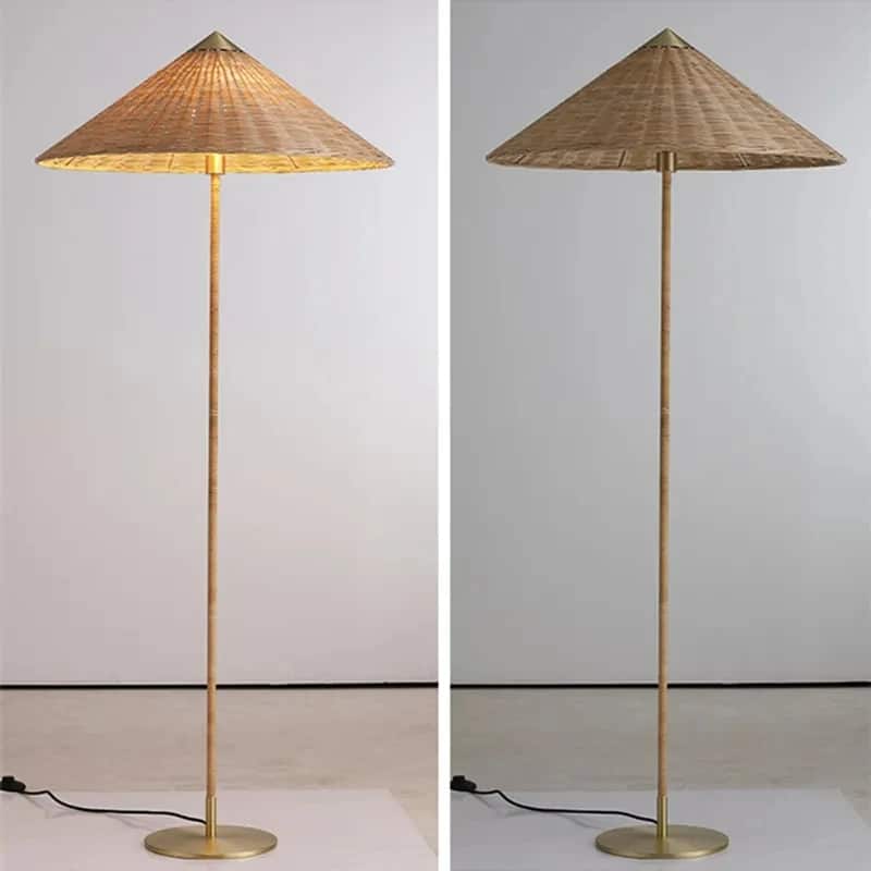 Minimalist wicker-look standing floor lamp with a slender silhouette – multiple views