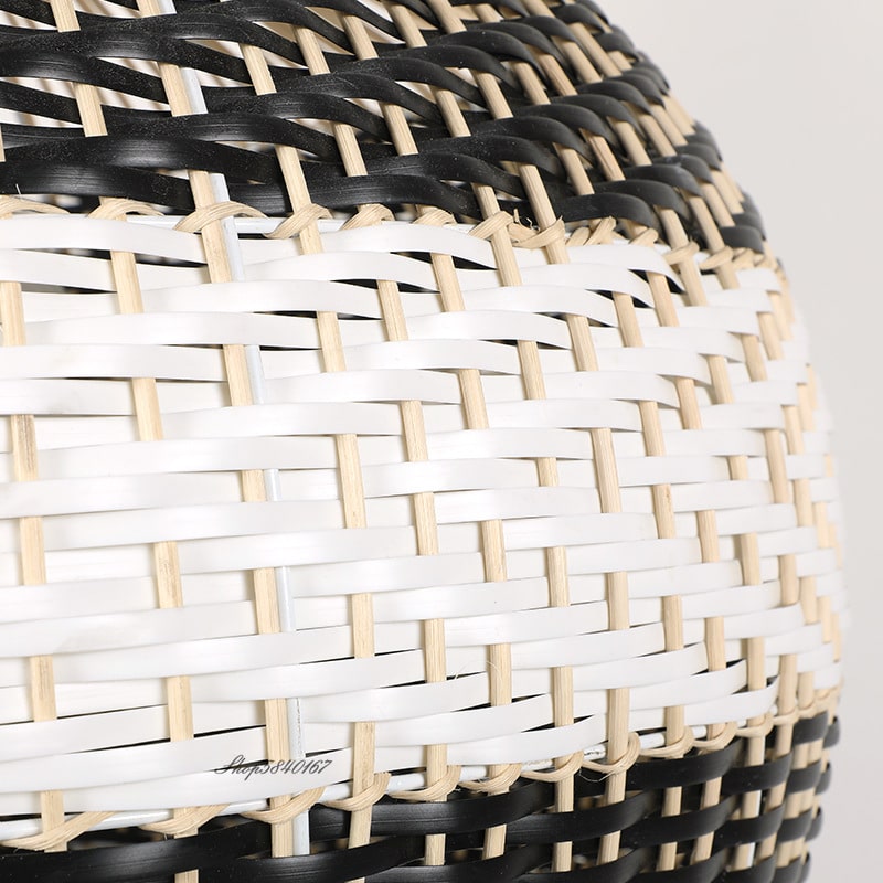 Chinese-style openwork handwoven rattan pendant light – close-up detail