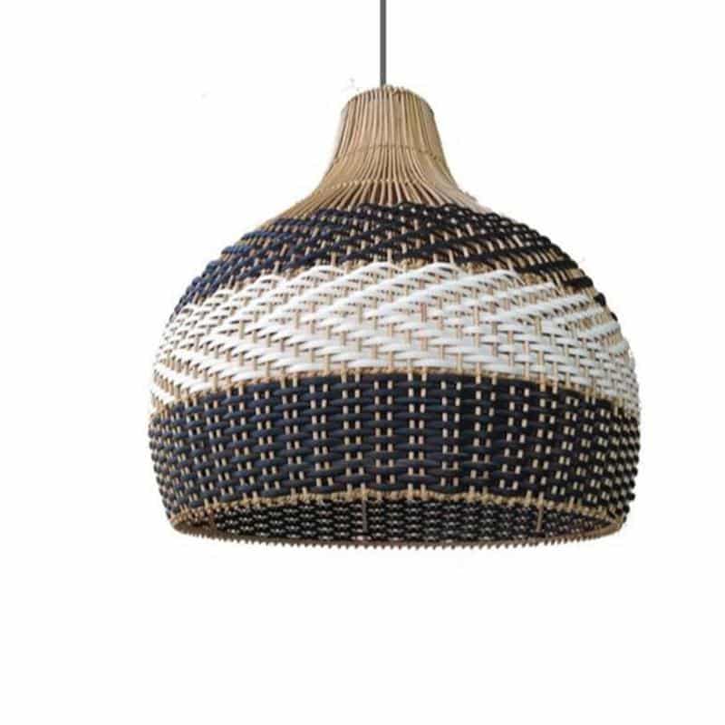 Chinese-style openwork handwoven rattan pendant light