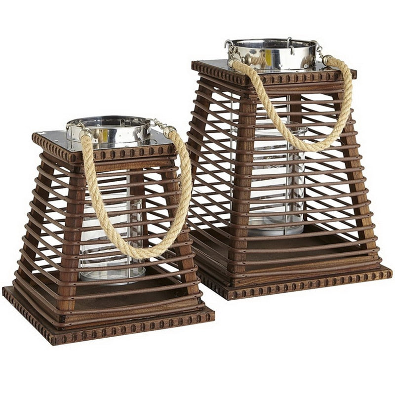 Architectural wooden slat lantern – multiple views
