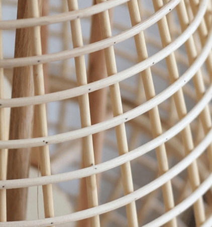 Handwoven natural rattan lantern – close-up detail