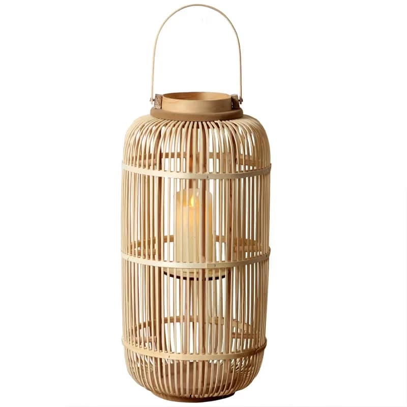 Chinese-style ovoid handwoven rattan lantern