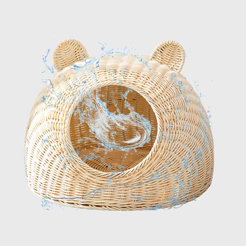 Rattan-look plastic cat bed