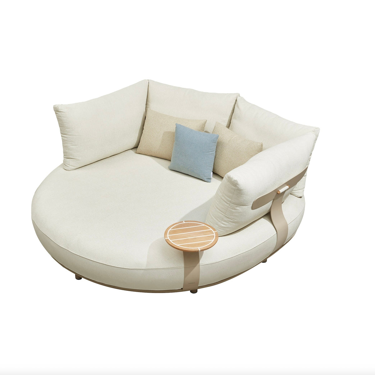 Elyo round beige aluminum pool bed