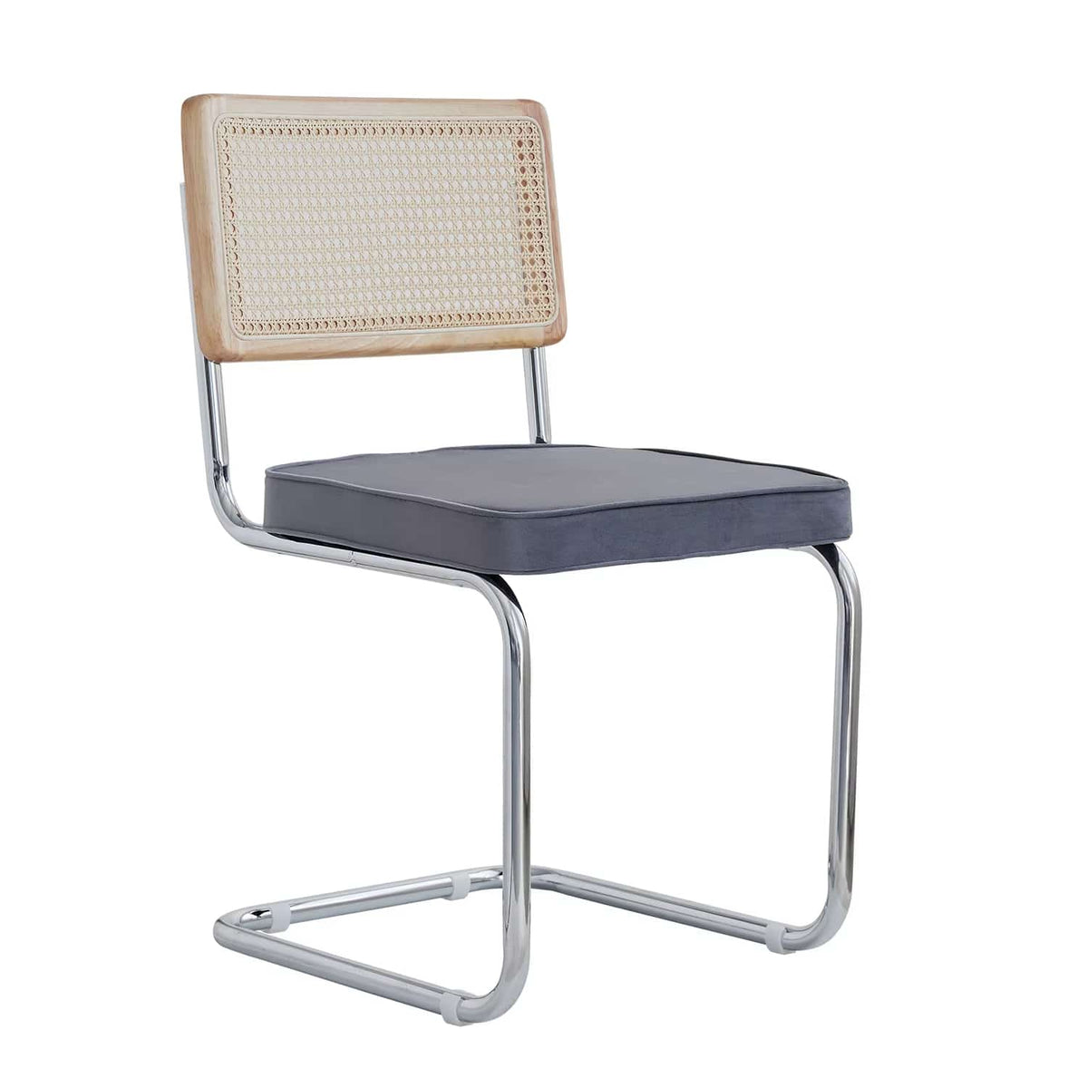 Set of two modern wicker dining chairs with padded seats – another view