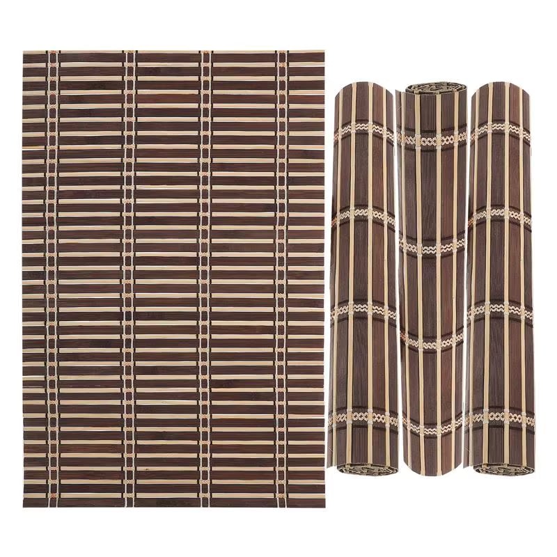 Set of four foldable bamboo slat placemats