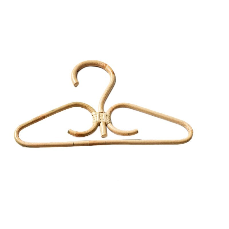 Set of two rattan hangers with gold metal hooks – another view