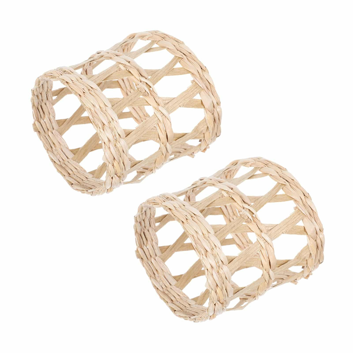 Set of six woven rattan cup holders