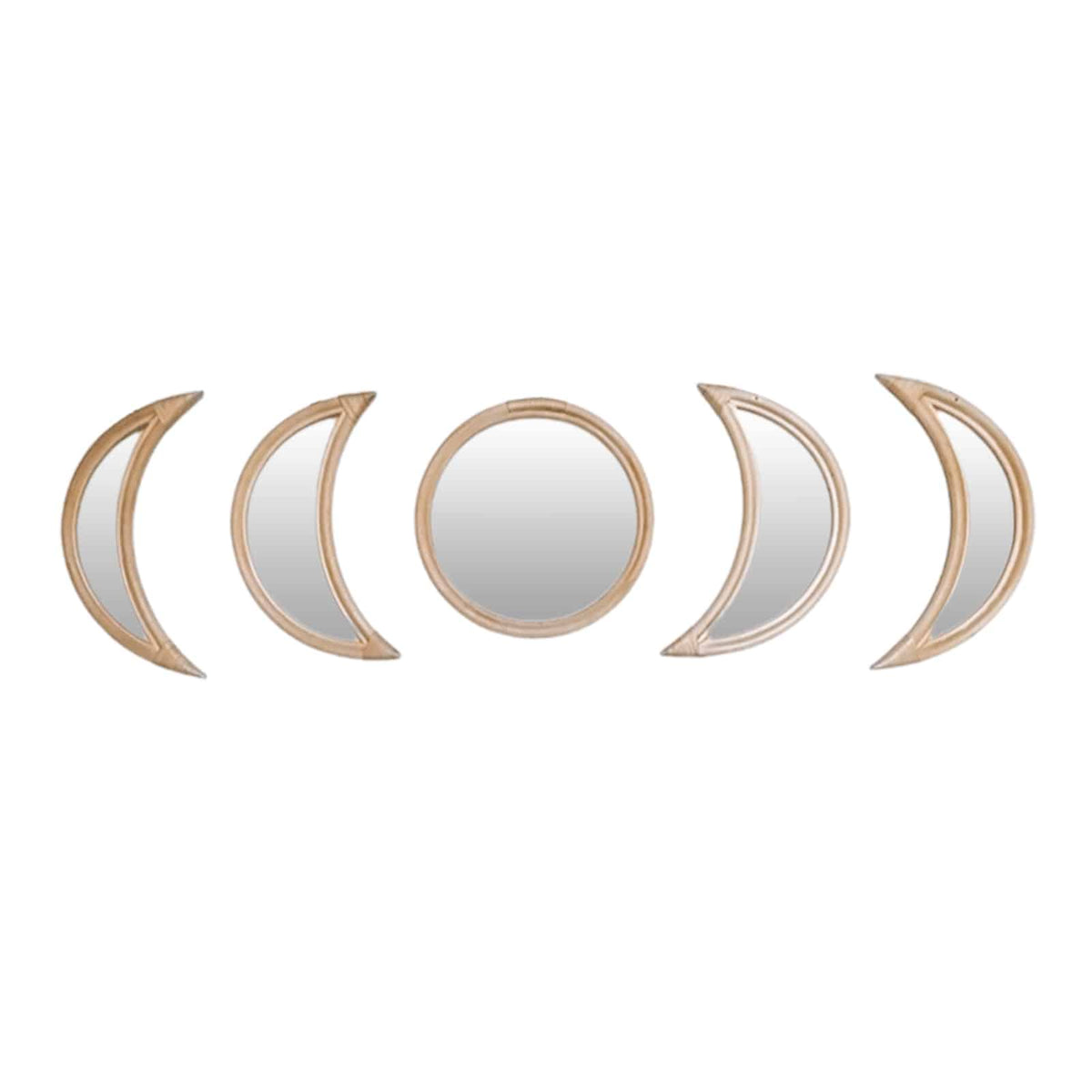 Set of three round rattan mirrors in graduated sizes