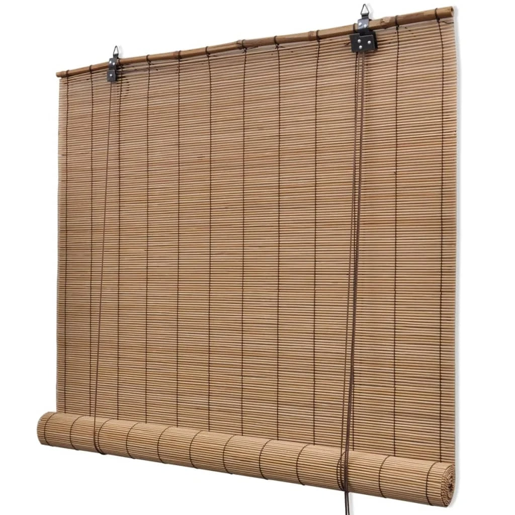 Set of two hand-woven bamboo roll-up blinds – shown in a room setting (3)