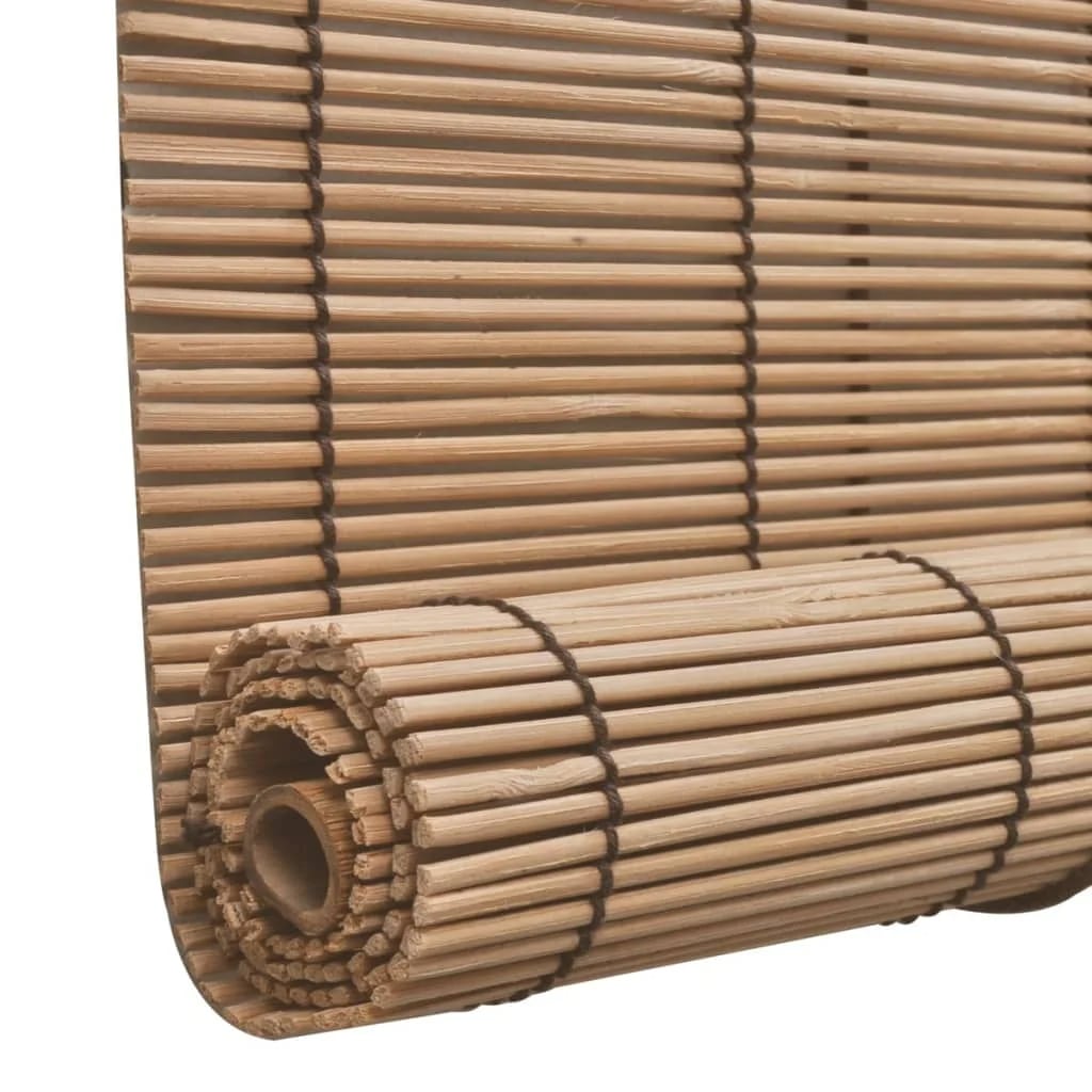 Set of two hand-woven bamboo roll-up blinds – close-up detail