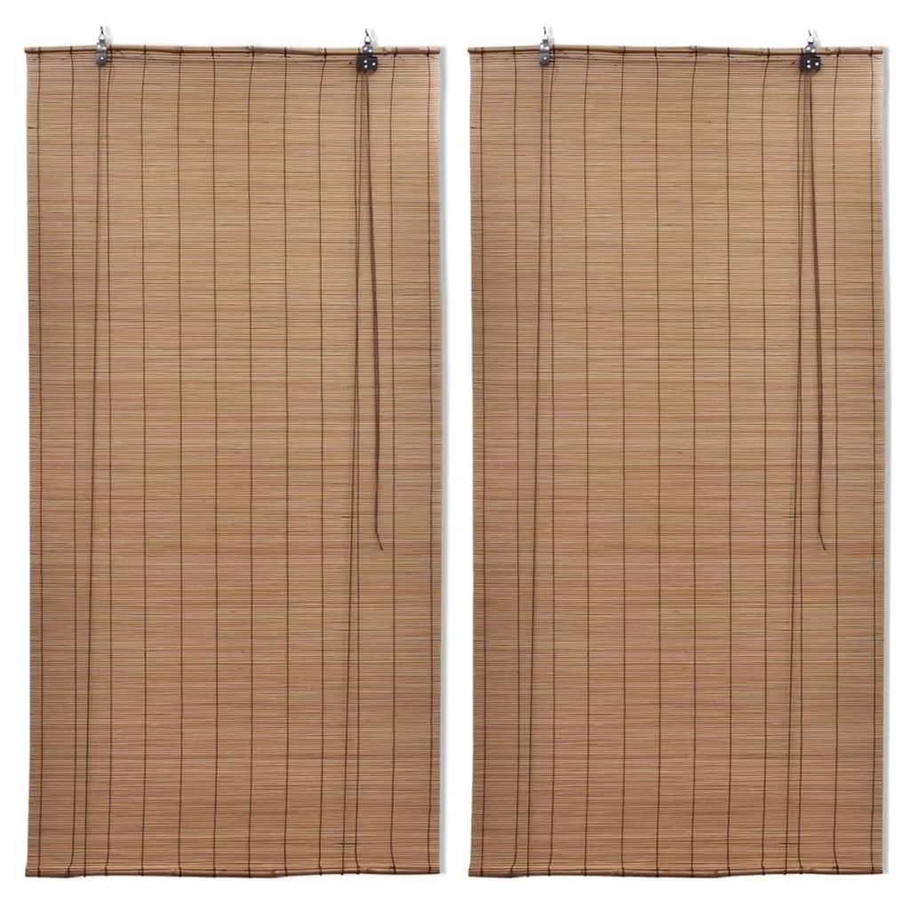 Set of two hand-woven bamboo roll-up blinds