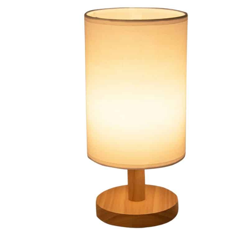 Woven wood decorative light fixture – shown lit (2)
