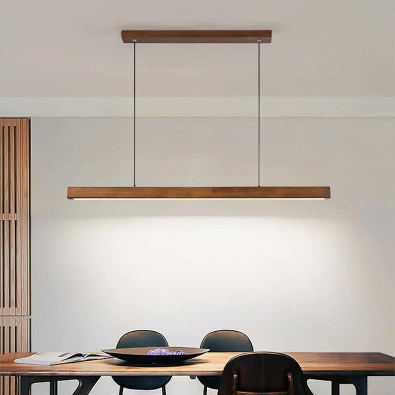 Hand-assembled geometric wood chandelier