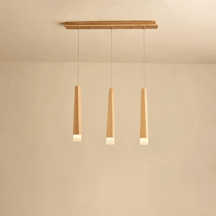 Nordic LED chandelier with natural wood arms