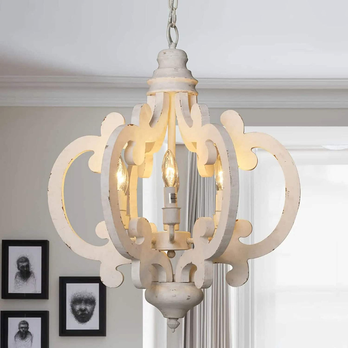 Retro Wood Chandelier with Filament Bulbs | Woven House