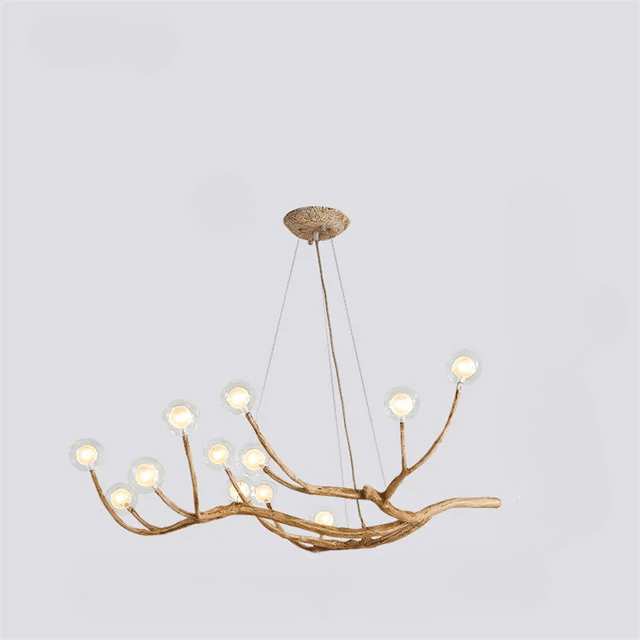 Faux wood branch chandelier with irregular ramifications