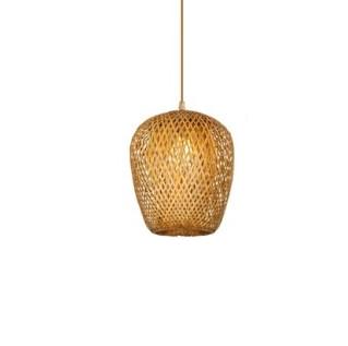 Handwoven olive-shaped rattan chandelier with a tapered silhouette – another view