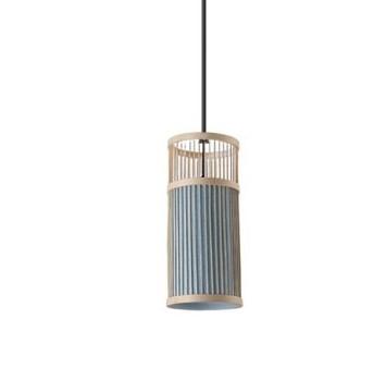 Hand-assembled cylinder rattan chandelier with a regular weave – another view (2)