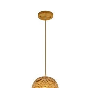 Handwoven oval rattan chandelier with an elongated silhouette – another view