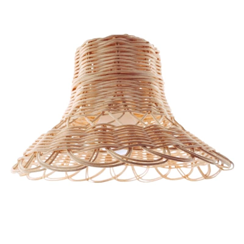 Antique-style Chinese rattan dome chandelier with a patinated finish – another view