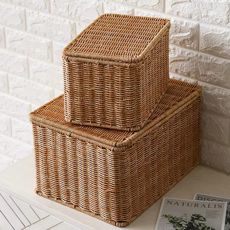 Lightweight natural rattan trunk with tightly braided sides – another view