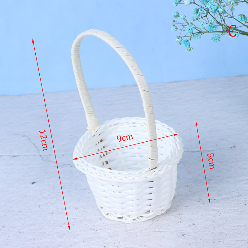 Mini matte white rattan planter – round variant, dimensions diagram