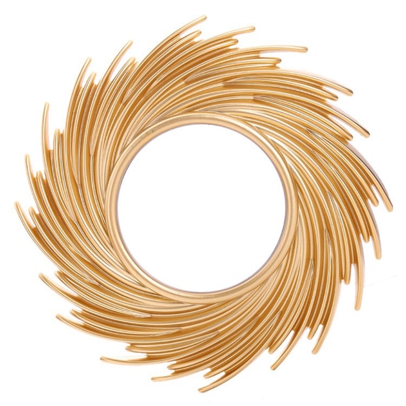 Round rattan vanity mirror with a discreet stand – close-up detail