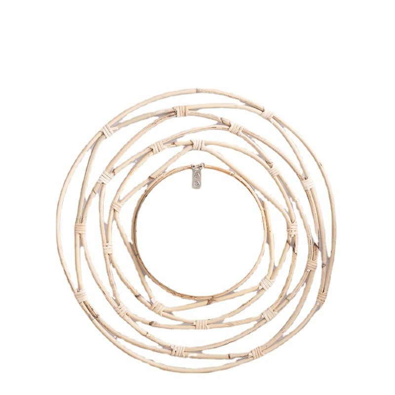White handwoven rattan decorative mirror – another view
