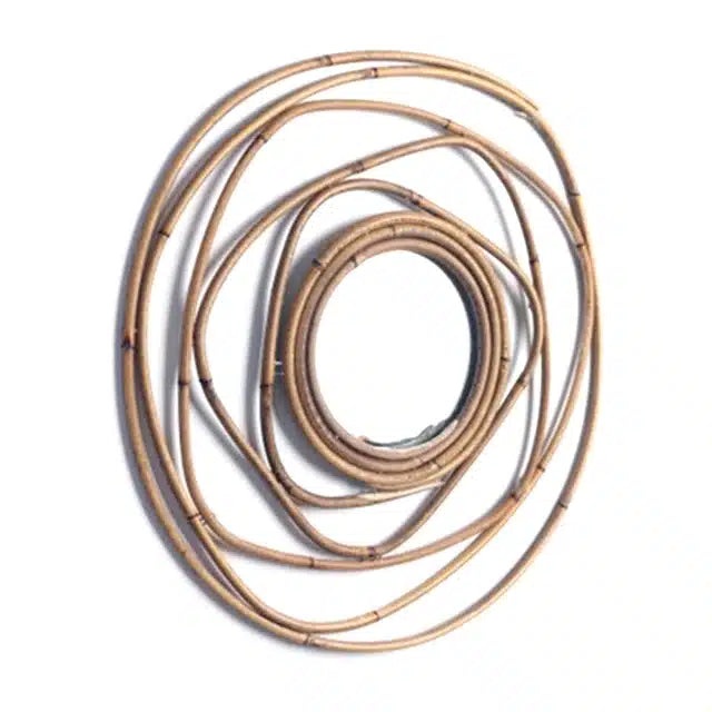 Rose-shaped rattan wall mirror with hand-braided petals