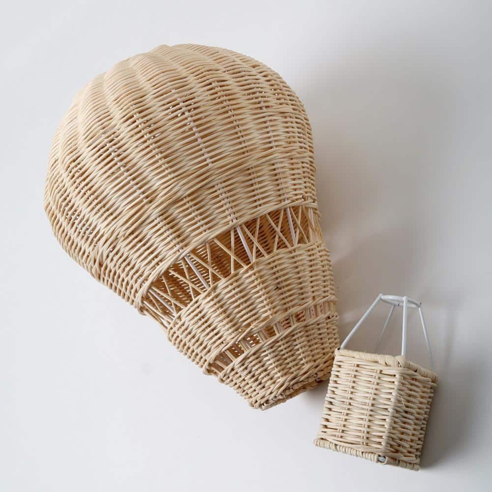 Hanging rattan hot air balloon decor – close-up detail