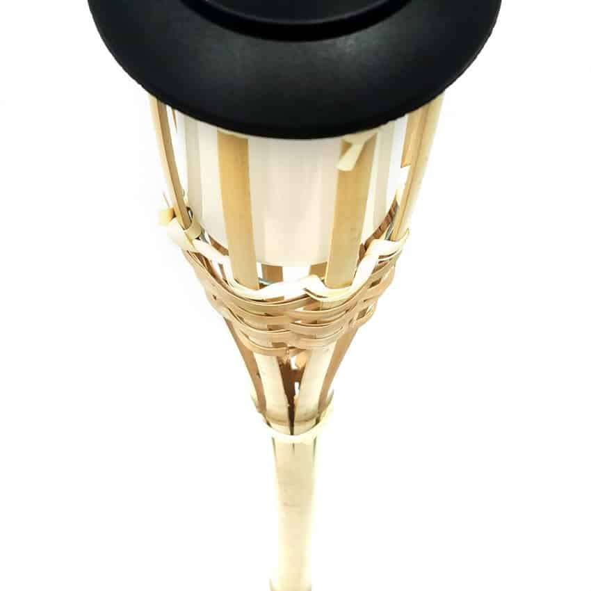 Set of 12 natural color rattan solar lanterns – close-up detail