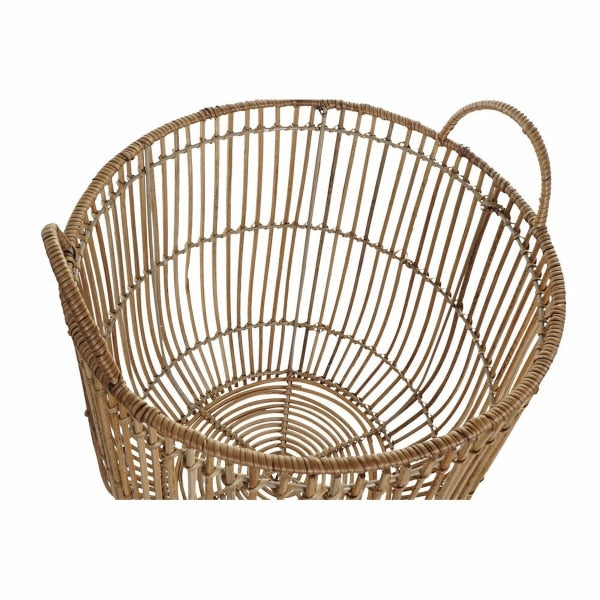 Hand-braided raw rattan laundry basket with a raised rim – another view