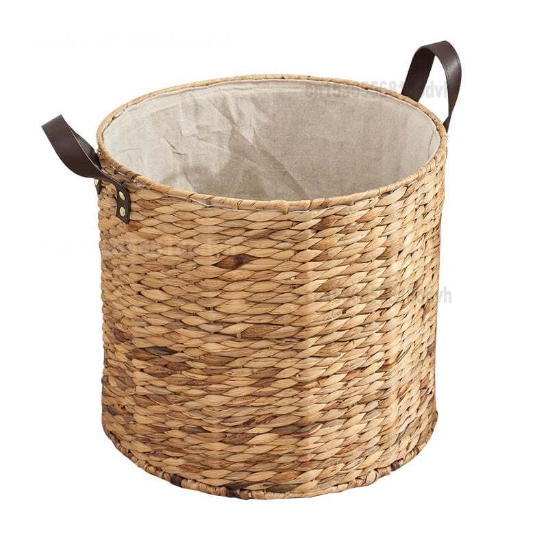 Rattan laundry basket with two handles woven into its structure