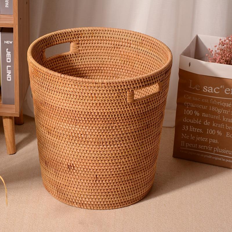 Structured natural rattan laundry hamper with two side handles – another view (3)
