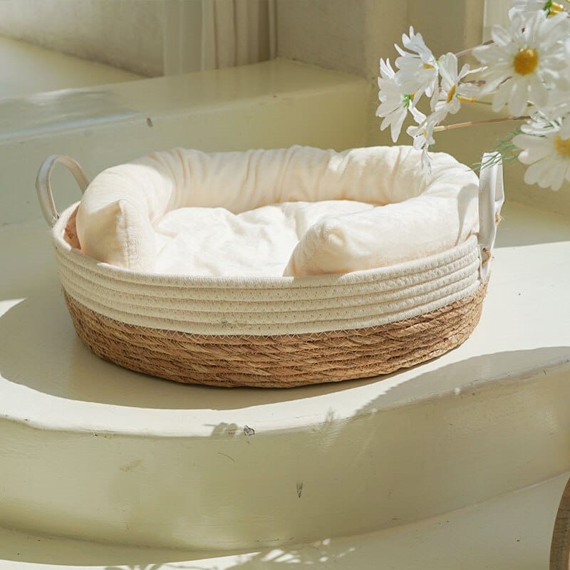 Two-tone rattan pet bed with a soft cushion – another view (2)