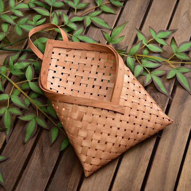 Pastoral bamboo flower basket with arched handles – another view