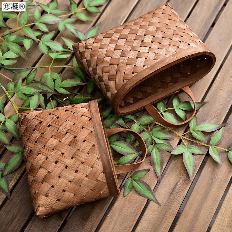 Rectangular pastoral bamboo flower basket – another view