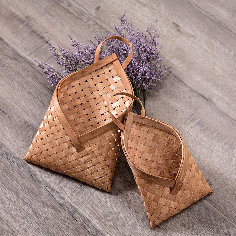 Pastoral bamboo flower basket with arched handles – another view (2)
