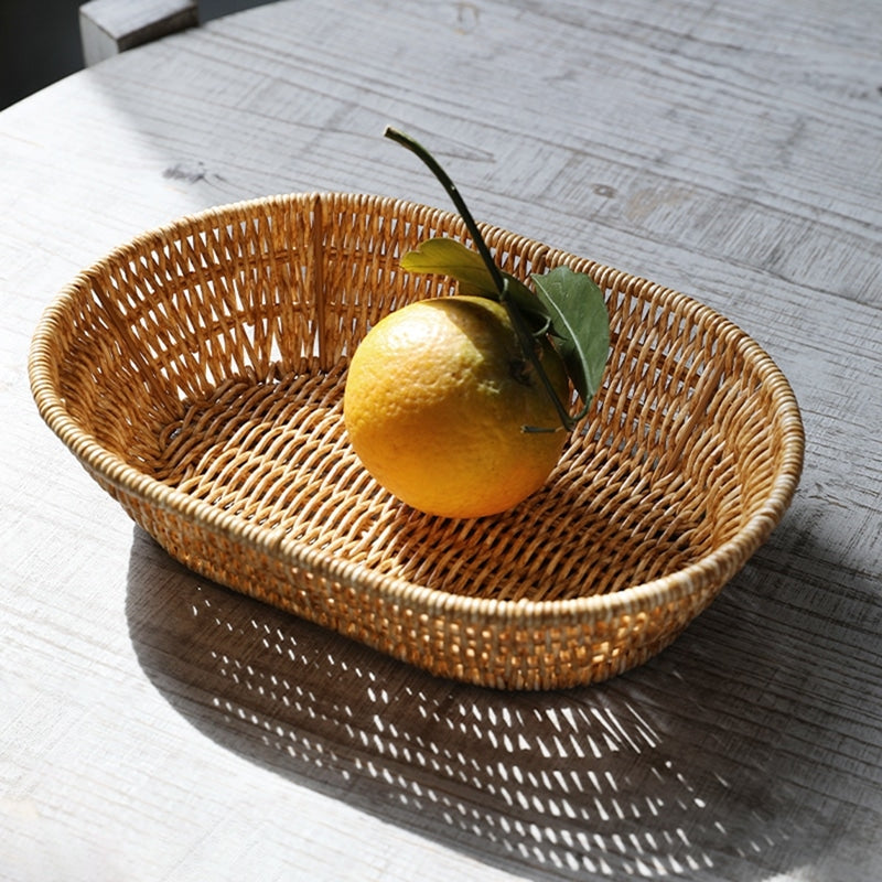 Oval faux rattan kitchen storage basket