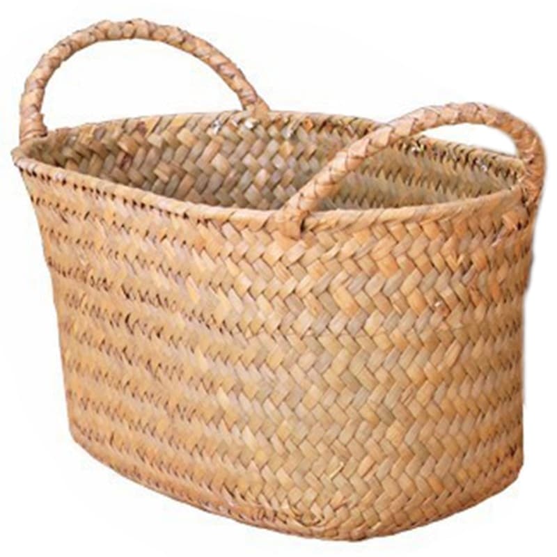 Natural wicker storage basket with side handles – another view (2)