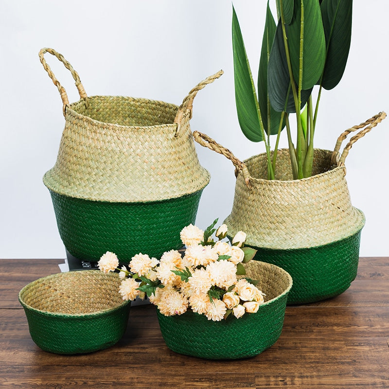 Nordic foldable natural wicker storage basket – multiple views (3)