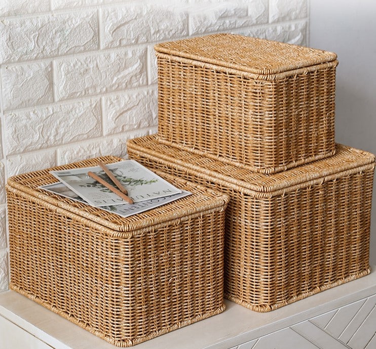 Structured woven natural-fiber storage basket – multiple views (2)